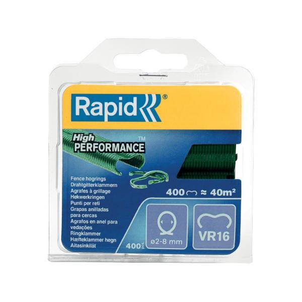 Zszywki zaciskowe do ogrodzenia Rapid VR16, zielone - opakowanie 400 szt. RAPID-40108797