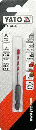 YATO WIERTŁO UNIWERSALNE HEX  3mm