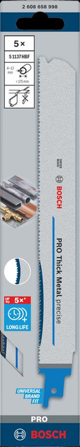 BOSCH BRZESZCZOT DO PIŁY SZABLASTEJ PRO THICK METAL PRECISE S1137HBF 1,1 x 25 x 225mm /5szt.