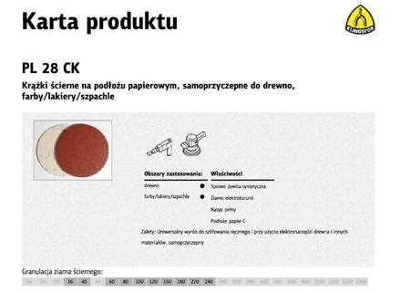 KLINGSPOR KRĄŻEK ŚCIERNY SAMOPRZYCZEPNY 125mm  PL28CK gr.120 /50szt.