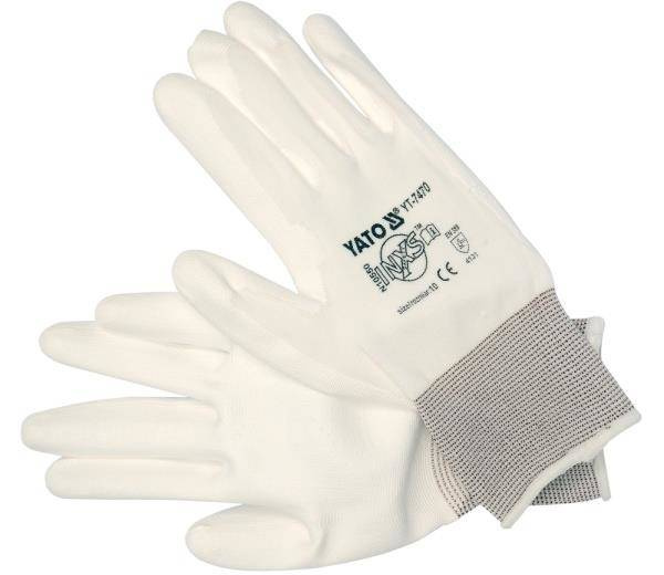 YATO RĘKAWICE NYLON/PU BIAŁE 10   7470