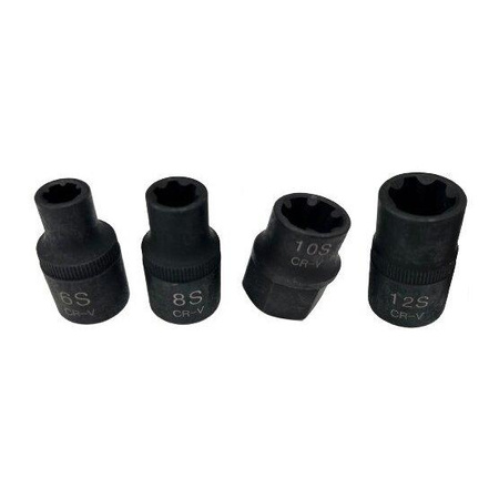 Zestaw gniazd żeńskich RIBE 1/2'' (6S-12S), 4 sztuki, Dr. GX9004 - ELLIENT TOOLS
