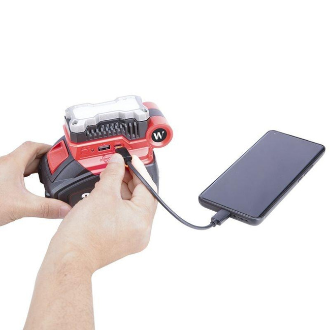 Lampa bezprzewodowa Li-ion COB (5W) z adapterem USB 20V CUAS20Li - WORCRAFT