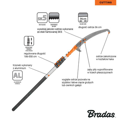 PIŁA OGRODNICZA Z SEKATOREM TELESKOPOWA 5,50m V-SERIES