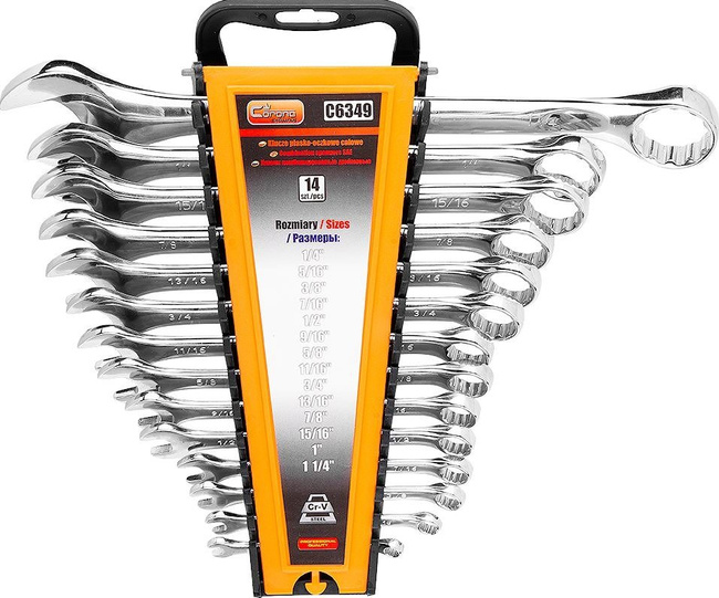 Zestaw kluczy płasko-oczkowych 1/4"-1-1/4" 14 szt. Corona / Richmann Exclusive C6349