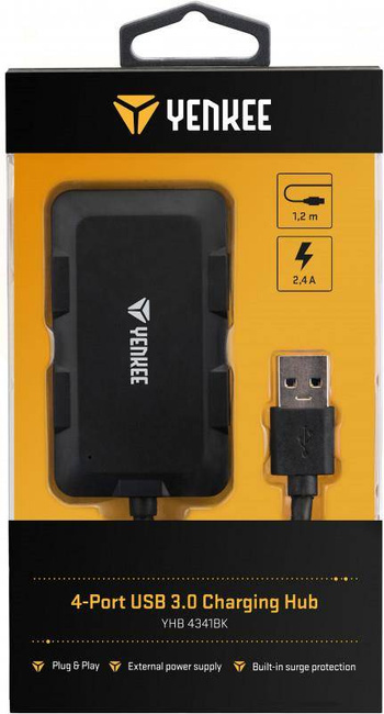 YHB 4341BK Hub 4x USB 3.0 black YENKEE