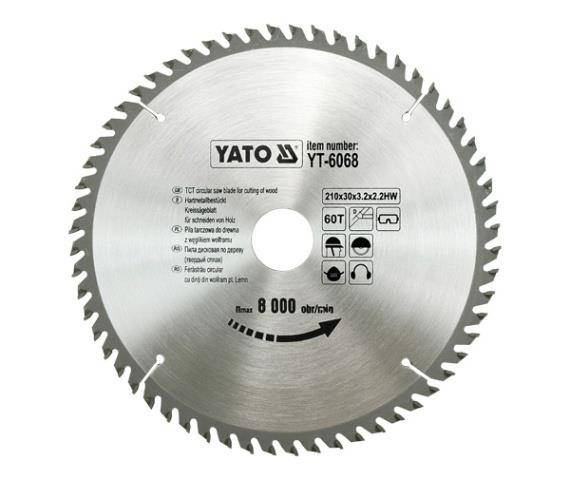YATO PIŁA TARCZOWA WIDIOWA 210x30mm  60-ZĘBÓW 6068