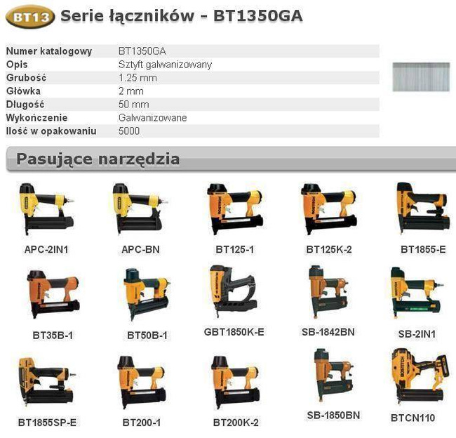 BOSTITCH SZTYFTY BT13 50mm 5000 szt.