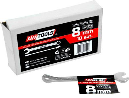 AWTOOLS KLUCZ PŁASKO-OCZKOWY CrV DIN3113 ROZMIAR: 8 (MM)