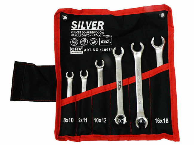 ZESTAW KLUCZY PŁASKICH PÓŁOTWARTYCH KOMPLET 6szt. /SILVER
