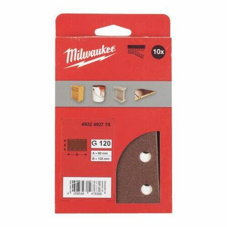 MILWAUKEE PAPIER ŚCIERNY 80mm x 133mm 8 OTWORÓW P240 /10szt.