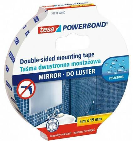 TESA TAŚMA DWUSTRONNA POWERBOND 5m x 19mm DO LUSTER