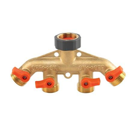 ROZDZIELACZ 4-DROŻNY GW 3/4"x GZ 3/4" MOSIĄDZ Z ZAWORAMI BRASS SOFT
