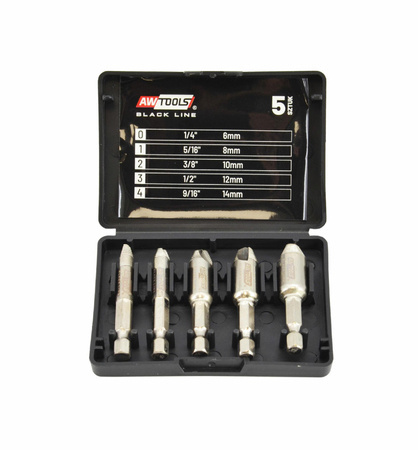 AWTOOLS ZESTAW WYKRĘTAKÓW DO URWANYCH ŚRUB / NAKRĘTEK 5 elem.   BLACK LINE