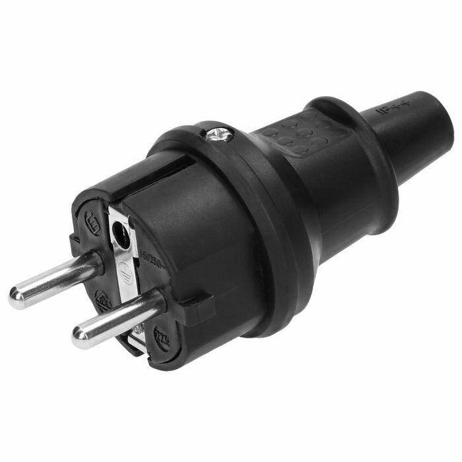 ORNO WTYCZKA GUMOWA MINI  IP44 CZARNA 2P+Z UNI SCHUKO