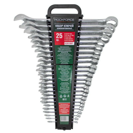 ROCKFORCE KLUCZ PŁASKO-OCZKOWY kpl.25el. (6-32mm)