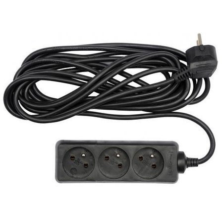 VOREL PRZEDŁUŻACZ UZIEMIONY 3 - GNIAZDA 3,0m CZARNY   72616