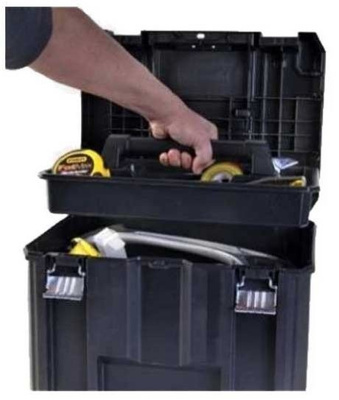 Zestaw TSTAK: skrzynia z automatycznie otwieraną pokrywą + skrzynka z tacką TSTAK VI Stanley FatMax