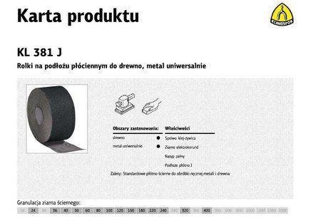 KLINGSPOR ROLKA NA PODŁOŻU PŁÓCIENNYM KL381J 150mm gr. 24  (30mb)