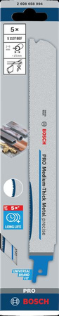 BOSCH BRZESZCZOT DO PIŁY SZABLASTEJ PRO MEDIUM-THICK METAL PRECISE S1137BEF 1,1 x 25 x 225mm /5szt.