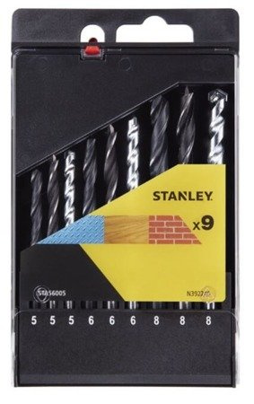 Zestaw wierteł do metalu, muru i drewna 5-8 mm 9 szt . Stanley STA56005-QZ