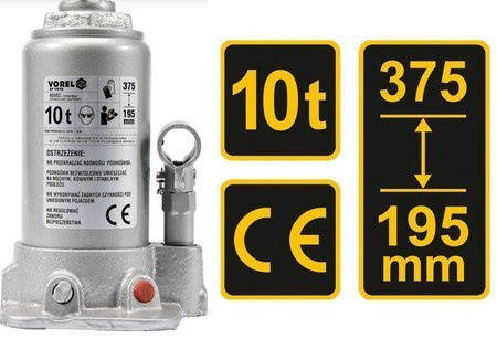 VOREL DŹWIGNIK TŁOKOWY HYDRAULICZNY 10T 195-375mm 80052