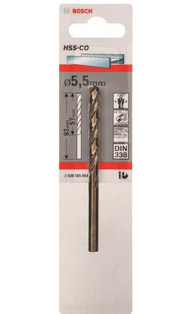 BOSCH WIERTŁO DO METALU HSS-Co 6,0/57mm /1szt.