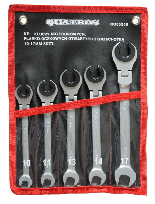 Quatros Zestaw kluczy przegub. pł.-oczk. otwartych z grzech. 10-17mm 5szt. QS50200