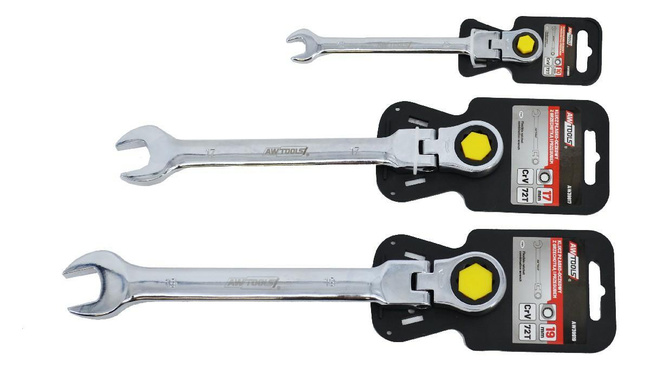 AWTOOLS KLUCZ PŁASKO-OCZKOWY Z GRZECHOTKĄ PRZEGUBOWY 19mm