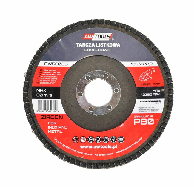 AWTOOLS ŚCIERNICA LISTKOWA 125  P120  INOX METAL CYRKONOWA
