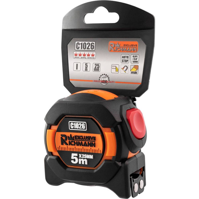 MIARA ZWIJANA 5M/25MM, AUTOSTOP, DWUSTRONNA PODZIAŁKA, KLASA I Richmann Exclusive C1026