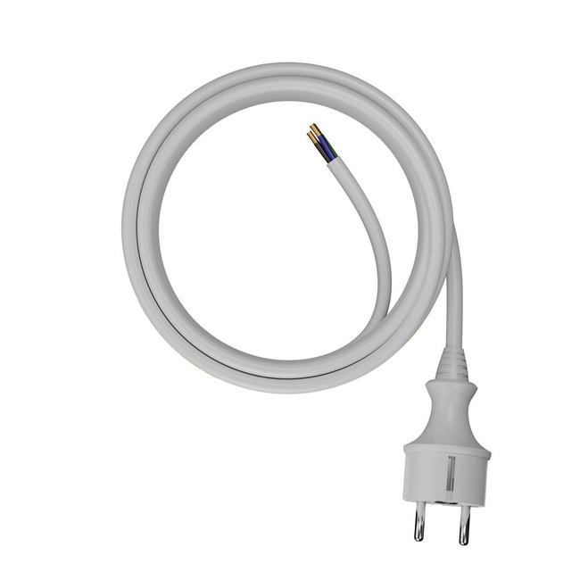 AWTOOLS PRZEWÓD Z WTYCZKĄ 2m 3x1,5 BIAŁY H05RR-F