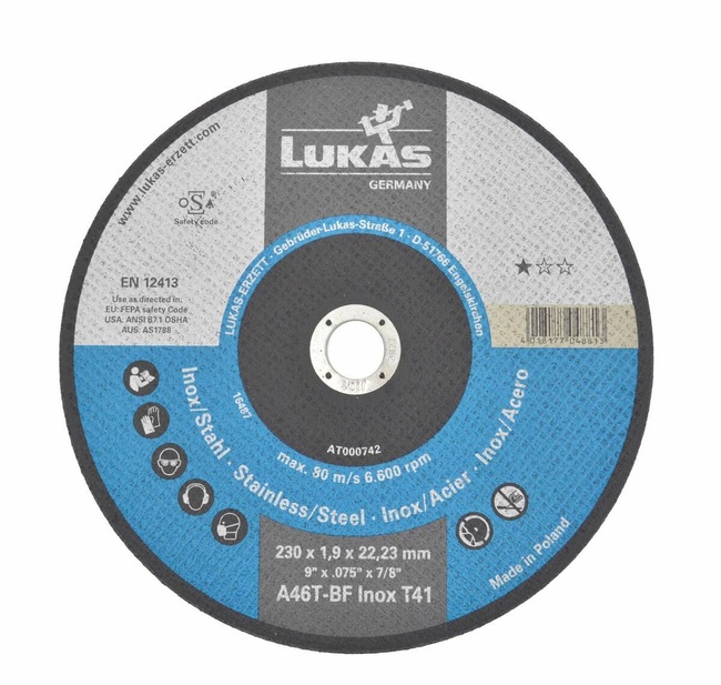LUKAS TARCZA DO METALU 230mm x 1,9mm A46T-BF INOX
