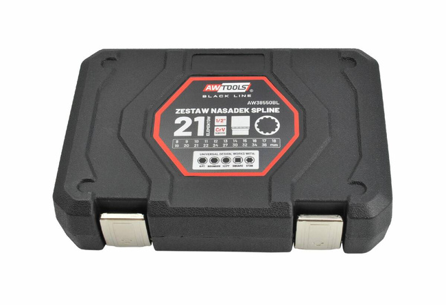 AWTOOLS ZESTAW NASADEK SPLINE 21el. 12-KĄT. BLACK LINE