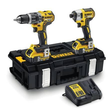 DEWALT ZESTAW COMBO 18V WKRĘTARKA UDAROWA DCD796 + ZAKRĘTARKA DCF887 + 2x5Ah + KUFER DS150