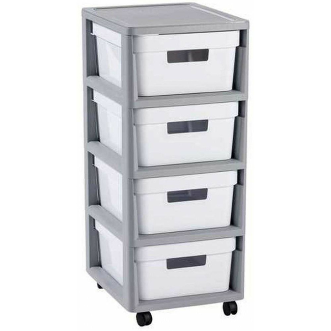 CURVER REGAŁ INFINITY NA KÓŁKACH 4x11L  SZARO/BIAŁY