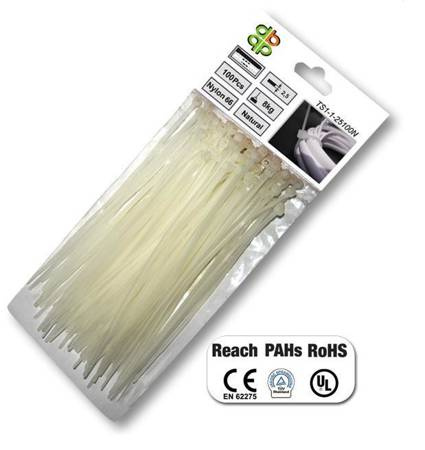 OPASKA PLASTIKOWA BIAŁA  2,5 x 200mm 100szt.