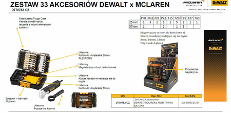 DEWALT ZESTAW AKCESORIÓW  33cz. Z PRZYSTAWKĄ KĄTOWĄ /MACLAREN