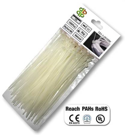 OPASKA PLASTIKOWA BIAŁA  2,5 x 100mm 100szt.