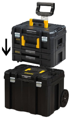Zestaw TSTAK: skrzynia z automatycznie otwieraną pokrywą + skrzynia COMBO Stanley FatMax