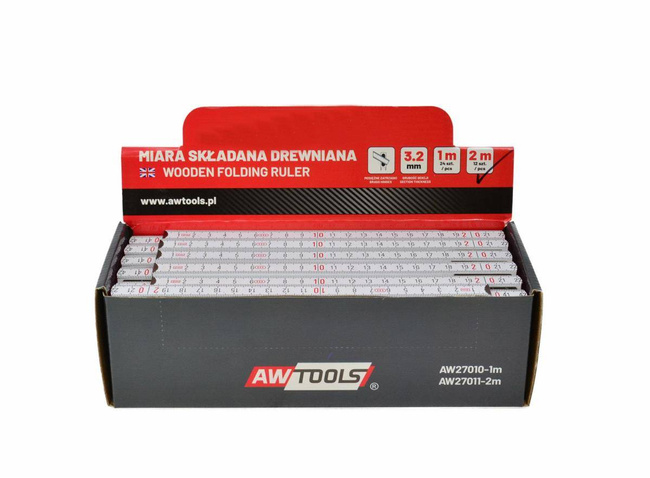 AWTOOLS MIARA SKŁADANA DREWNIANA 2m