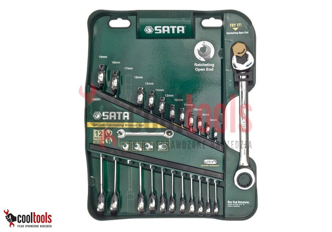 Zestaw kluczy płasko-oczkowych  SATA z podwójną grzechotką GearWrench 12 szt. SATA 09066