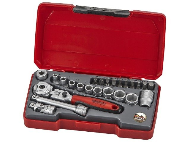 Zestaw kluczy nasadowych 1/4" 24 części TENGTOOLS T1424S