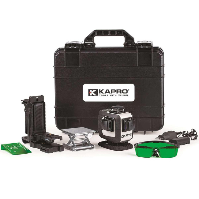 KAPRO NIWELATOR LASEROWY ZIELONY 4D, UCHWYT, 2xAKU KAPRO KA884G