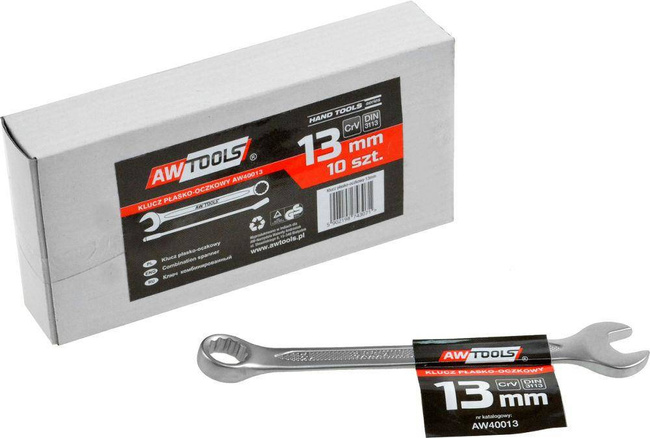 AWTOOLS KLUCZE PŁASKO-OCZKOWE KOMPLET 10elem. 6,7,8,10,12,13,14,15,17,19 mm