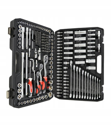 ZESTAW KLUCZY Z GRZECHOTKĄ 1/4'' 3/8'' 1/2'' 216 szt. AW TOOLS