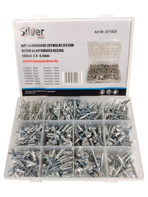 NITY ZRYWALNE 2,4 - 6,4mm  500szt  /SILVER