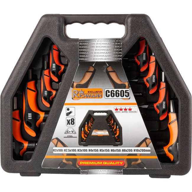 RICHMANN KLUCZE IMBUSOWE UCHWYT "T" 2-10 MM 8 ELEMENTÓW
