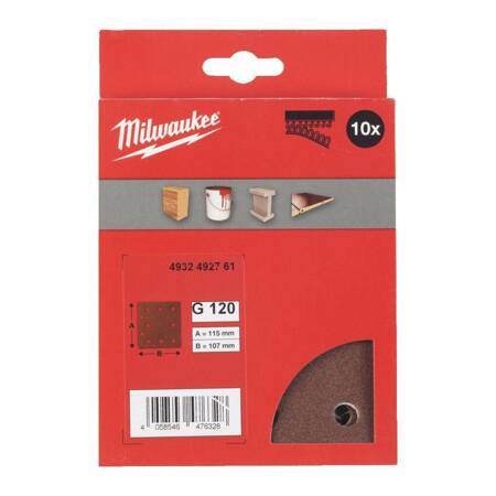 MILWAUKEE PAPIER ŚCIERNY 115mm x 107mm 10 OTWORÓW P60 /10szt.
