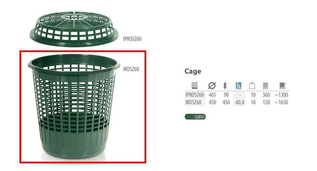 KOSZ ZIELONY CAGE  60L